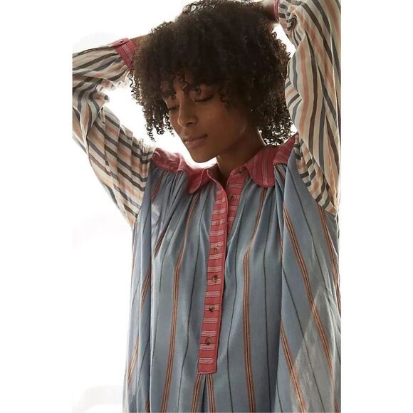 NWOT By Anthropologie True Midi Dress Striped Printed kaftan, Small $168 F13 - Picture 2 of 11